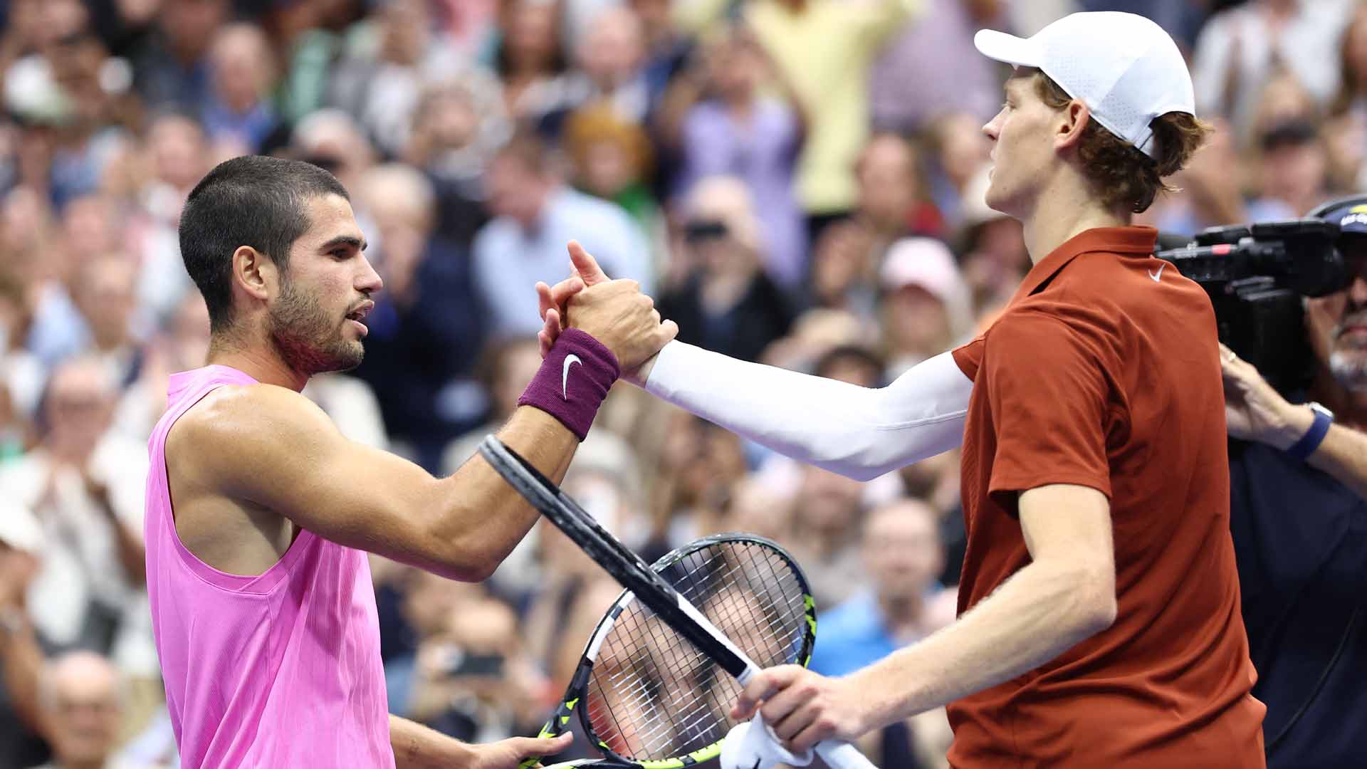 Carlos Alcaraz and Jannik Sinner just met in the US Open final, which Alcaraz won in four sets.