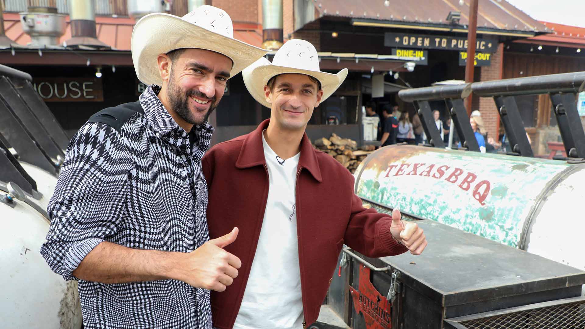 Marin Cilic and Terence Atmane enjoy a day at a popular Dallas barbecue restaurant.