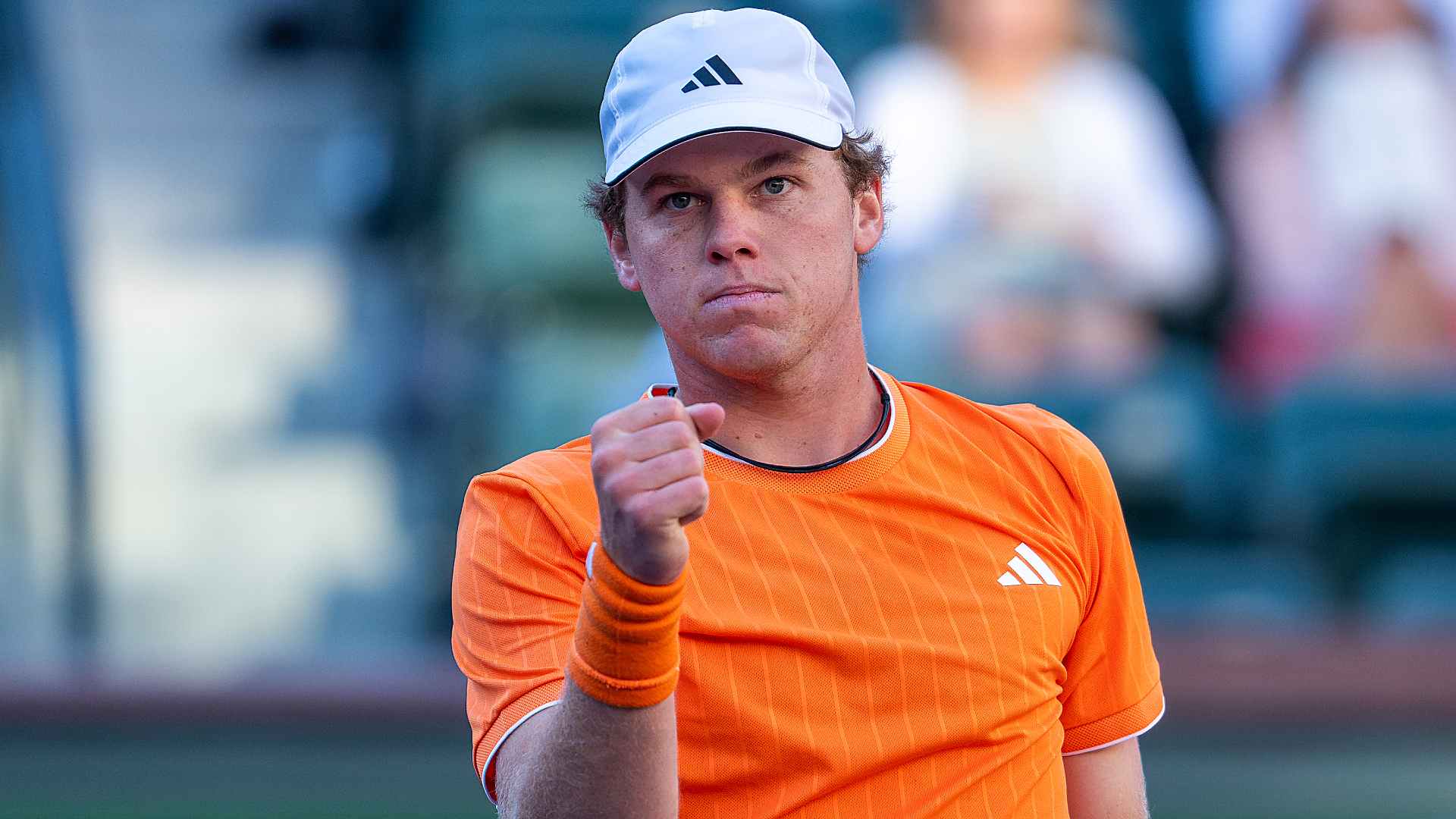 Alex Michelsen in action at the BNP Paribas Open.