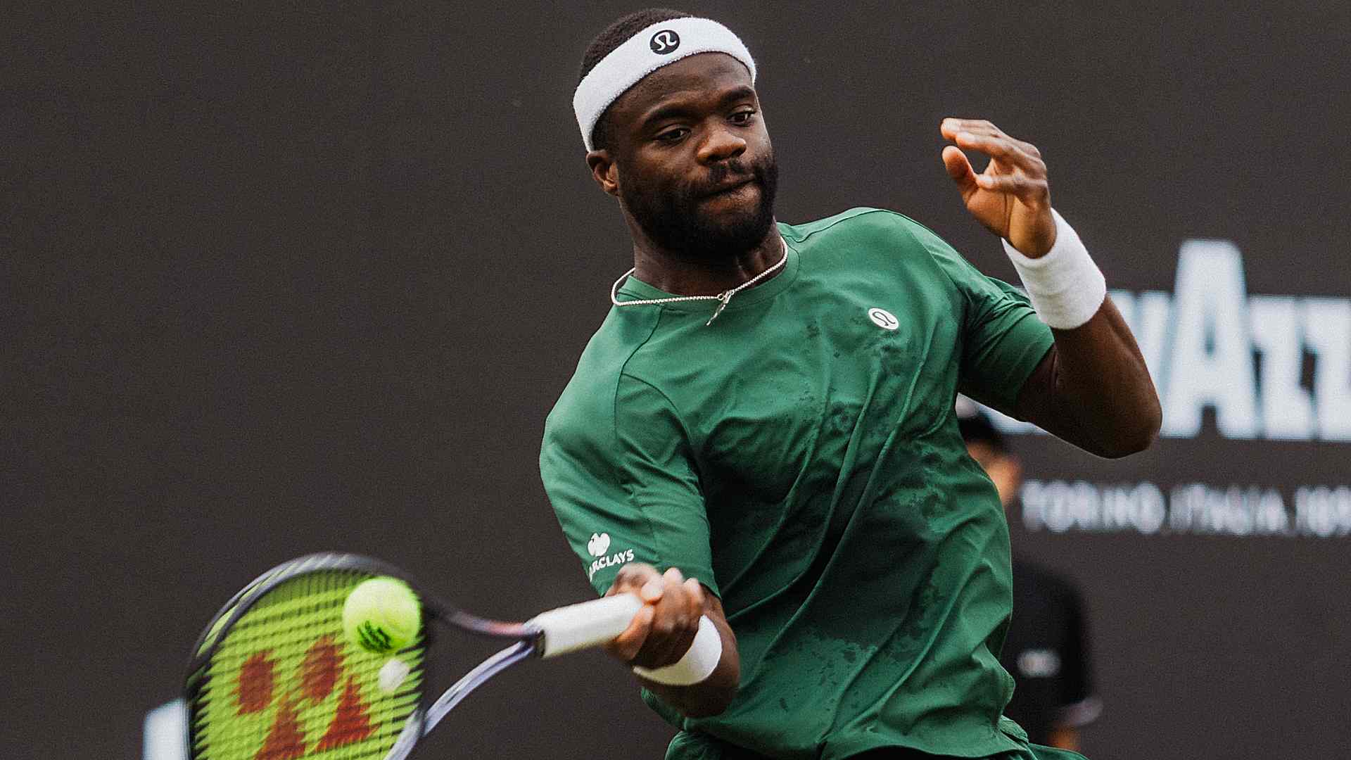 Frances Tiafoe in action on Tuesday in Stuttgart.