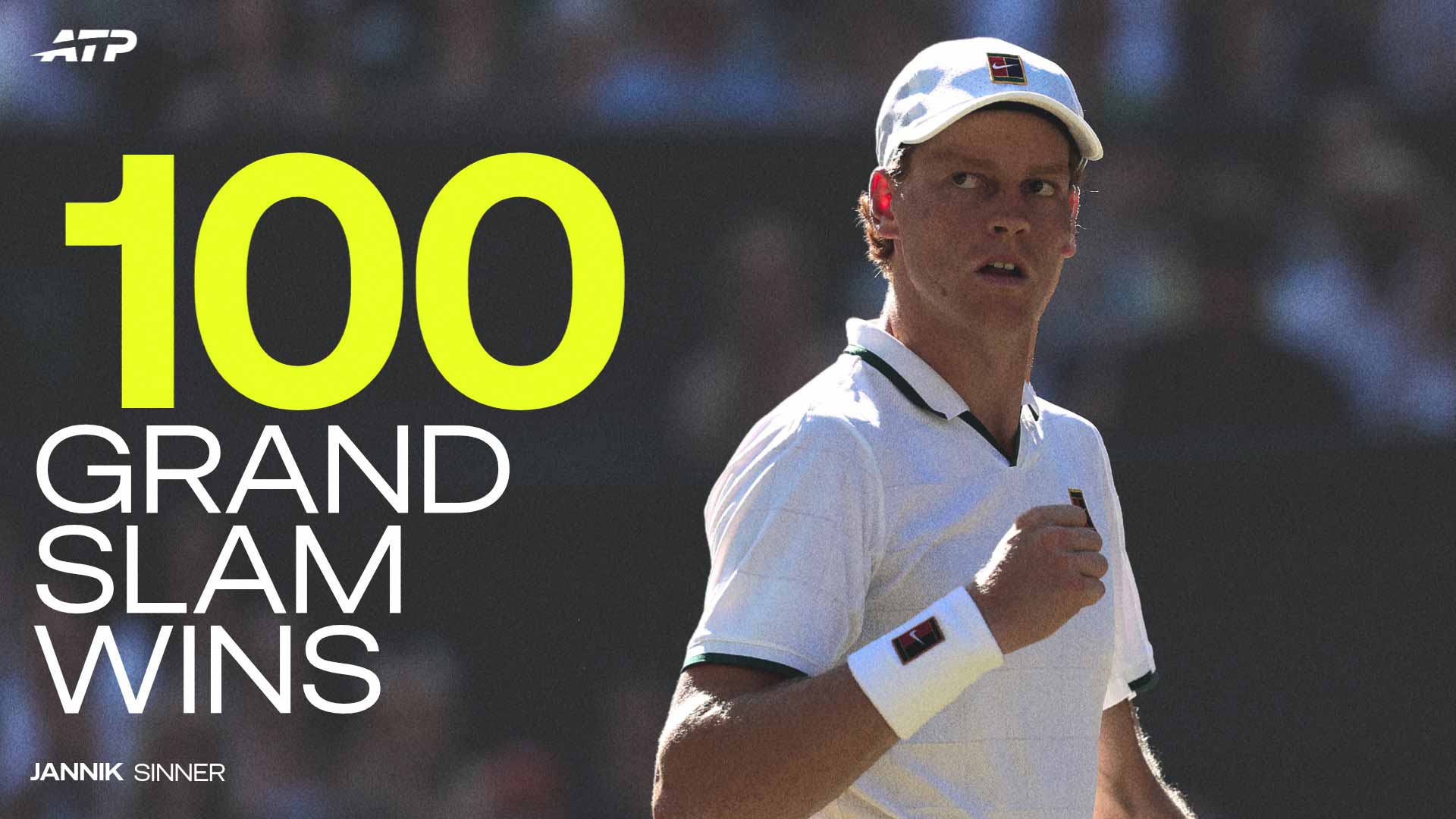 Jannik Sinner claims his 100th Grand Slam match win on Sunday in the Wimbledon final.