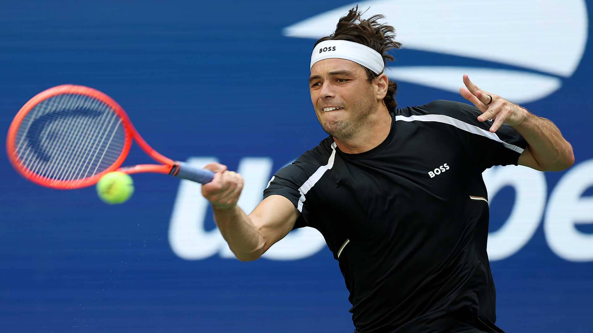 Taylor Fritz in action Thursday at the US Open.