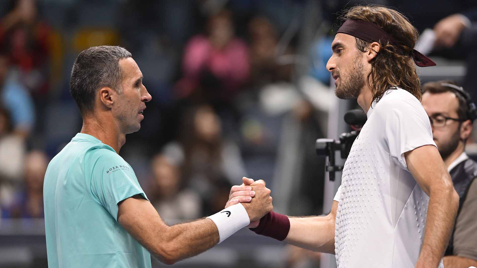 Mikhail Kukushkin fell to Stefanos Tsitsipas Wednesday at the Almaty Open.